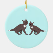 Twee kattenversiering keramisch ornament (Achterkant)