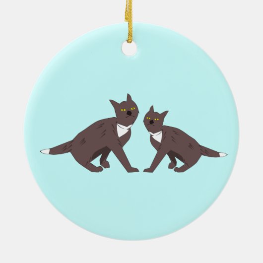 Twee kattenversiering keramisch ornament (Achterkant)