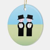 Twee Kaukasische bruidegoms Keramisch Ornament (Links)