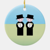 Twee Kaukasische bruidegoms Keramisch Ornament (Achterkant)