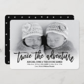Twee keer de Aventure Modern Twins Birth Announcem Aankondiging (Voorkant / Achterkant)