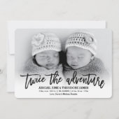 Twee keer de Aventure Modern Twins Birth Announcem Aankondiging (Voorkant)