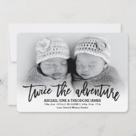 Twee keer de Aventure Modern Twins Birth Announcem Aankondiging