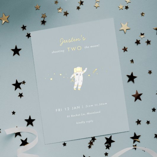 Twee keer de Folie van de Moon Space Party uitnodi Folie Uitnodiging