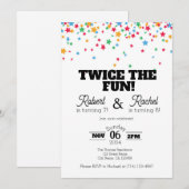 Twee keer de Fun Double Birthday Celebrate uitnodi Kaart (Voorkant / Achterkant)