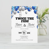 Twee keer de Fun Double Birthday Celebrate uitnodi Kaart (Staand voorkant)