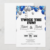 Twee keer de Fun Double Birthday Celebrate uitnodi Kaart (Voorkant / Achterkant)