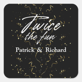 Twee keer de Fun Friends Joint Verjaardag Dubbel Vierkante Sticker