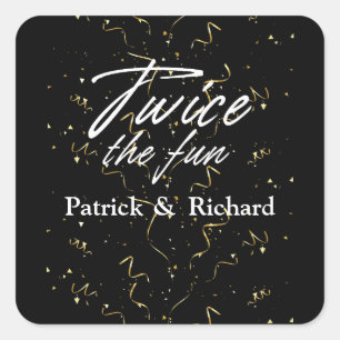 Twee keer de Fun Friends Joint Verjaardag Dubbel Vierkante Sticker