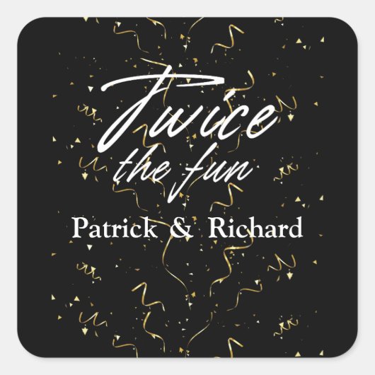 Twee keer de Fun Friends Joint Verjaardag Dubbel Vierkante Sticker (Voorkant)