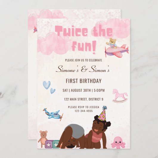 Twee keer de leuke uitnodiging voor een dubbel ver (Voorkant / Achterkant)