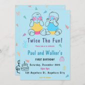 Twee keer de leuke uitnodiging voor een dubbel ver (Voorkant / Achterkant)