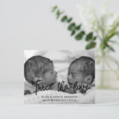 Twee keer de liefde tweeling geboorte aankondiging briefkaart (Staand voorkant)