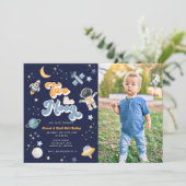 Twee keer de Maan Space Birthday herstellen Kaart (Staand voorkant)