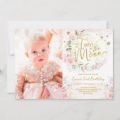 Twee keer de 'Moon Blush Pink Flowers' 2de 'Birthd Kaart (Voorkant)