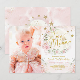 Twee keer de 'Moon Blush Pink Flowers' 2de 'Birthd Kaart