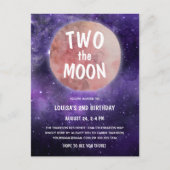 Twee keer de Paarse Moon Pink Girl 2e verjaardag Briefkaart (Voorkant)