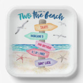 Twee keer de strand | Kinder 2e verjaardag Papieren Bordje (Voorkant)