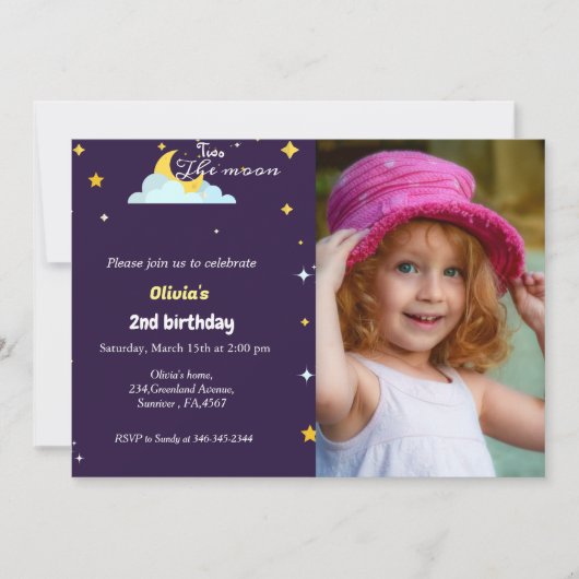 Twee keer de uitnodiging van het tweede verjaardag (Voorkant)
