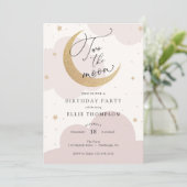 Twee keer de uitnodiging van Moon Pink Birthday (Staand voorkant)