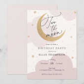 Twee keer de uitnodiging van Moon Pink Birthday (Voorkant / Achterkant)