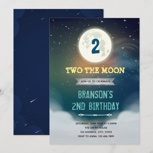 Twee keer de uitnodiging voor het verjaardagsfeest (Voorkant / Achterkant)