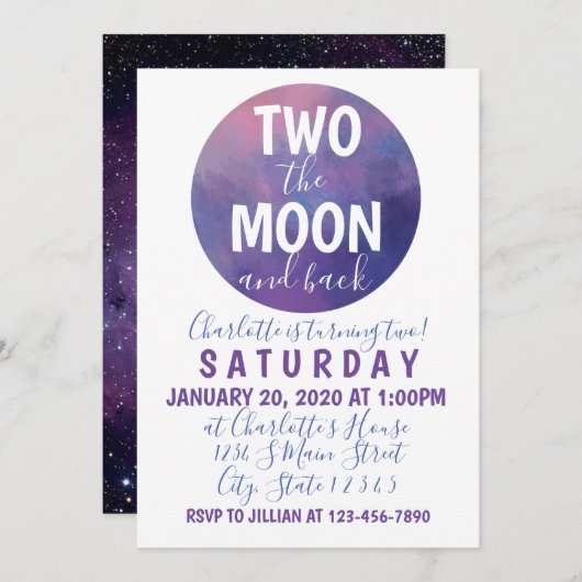 Twee keer de verjaardag van de maan kaart (Voorkant / Achterkant)