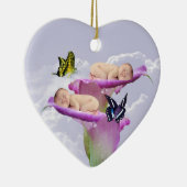 Twee keer de vreugde met baby tweeling kerst keramisch ornament (Rechts)