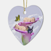 Twee keer de vreugde met baby tweeling kerst keramisch ornament (Links)