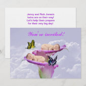 Twee keer de vreugde met een baby tweeling-doucheu kaart (Voorkant / Achterkant)