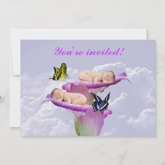 Twee keer de vreugde met een baby tweeling-doucheu kaart (Voorkant)