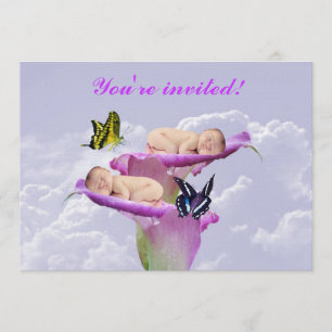 Twee keer de vreugde met een baby tweeling-doucheu kaart