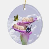 Twee keer de vreugde met een baby tweeling-doucheu keramisch ornament (Links)