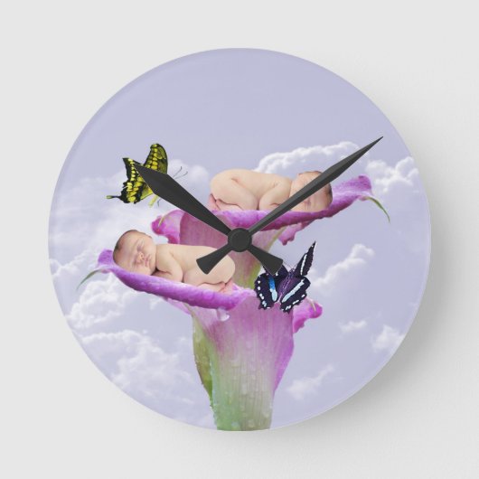 Twee keer de vreugde met een baby tweeling-doucheu ronde klok (Voorkant)