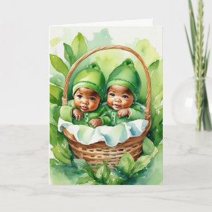 Twee keer de vreugde, twee keer de liefde! geboort notitiekaartje