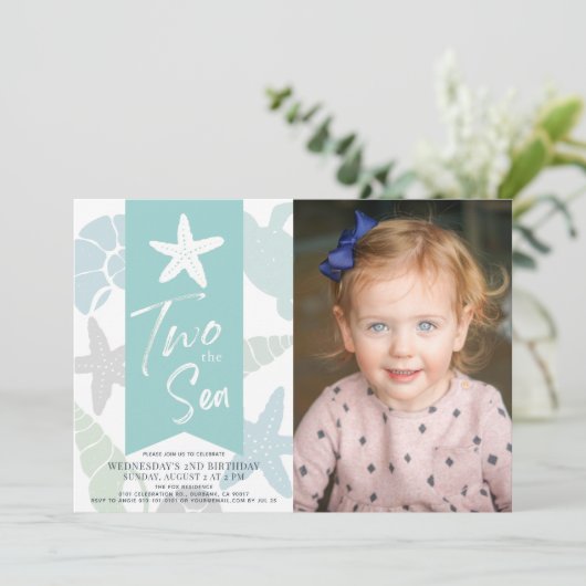 Twee keer de Zee Starfish Turquoise 2e verjaardag Kaart (Staand voorkant)