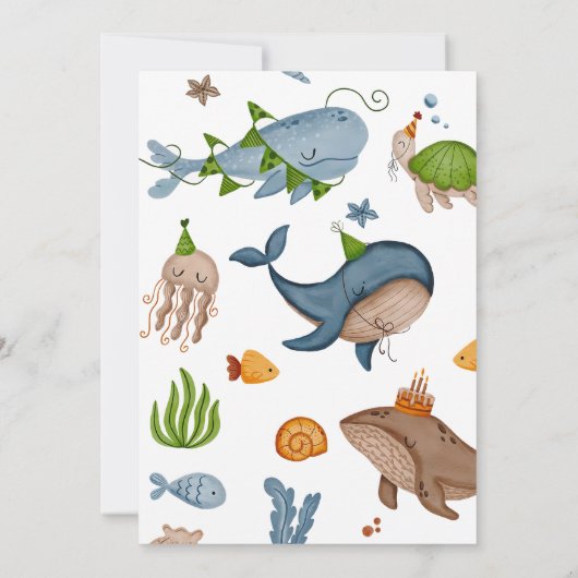 Twee keer de Zee Whale Shark Turtle 2e verjaardag Kaart (Achterkant)