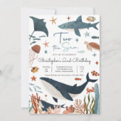 Twee keer de Zee Whale Shark Turtle 2e verjaardag Kaart (Voorkant)