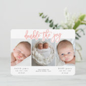 TWEE KEER HET GELUK - ROZE AANKONDIGING (Staand voorkant)