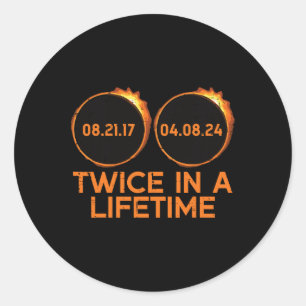 Twee keer in een leven zonne-eclips 2024 totality ronde sticker