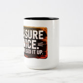 Twee keer meten. Nog steeds verprutst. Tweekleurige Koffiemok (Center)