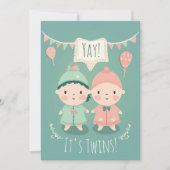 Twee keer! | Uitnodiging tot Baby shower voor jong (Voorkant)