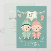 Twee keer! | Uitnodiging tot Baby shower voor jong (Voorkant / Achterkant)