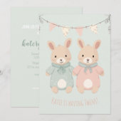 Twee keer! | Uitnodiging tot Baby shower voor jong (Voorkant / Achterkant)