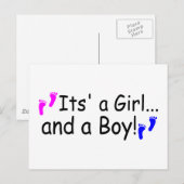 Twee keer zijn er een meisje en een jongen Baby di Briefkaart (Voorkant / Achterkant)