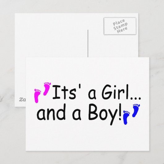 Twee keer zijn er een meisje en een jongen Baby di Briefkaart (Voorkant / Achterkant)