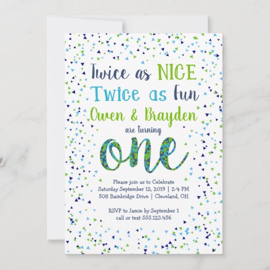 Twee keer zo mooi als een mooie Confetti tweeling  Kaart (Voorkant)