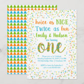 Twee keer zo mooi als een mooie Confetti tweeling  Kaart (Voorkant / Achterkant)