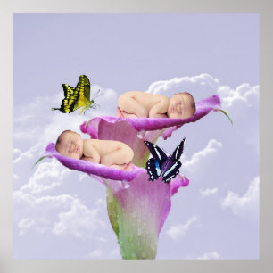 Twee keer zoveel plezier met baby tweeling poster