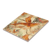 Twee keramische vogeltegel tegeltje (Zijkant)